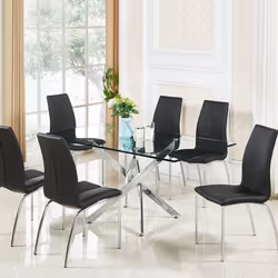 Amara 150cm Glass Dining Table With Chrome Silver Legs