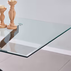 Amara 150cm Glass Dining Table With Black Metal Legs