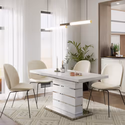 Frias High Gloss White Modern Extending Dining Table