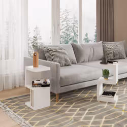 Frias High Gloss White Modern Side Table