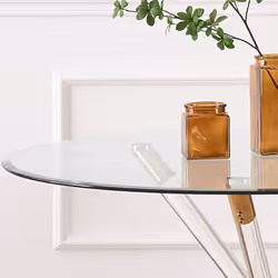 Vidrio 100cm Round Glass Dining Table Gold & Acrylic Legs