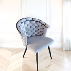 Valencia Grey Luxury Velvet Dining Chair With Black Legs