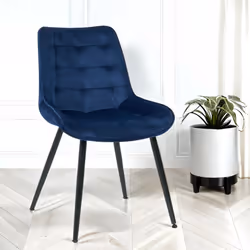 2x Velvita Blue Luxury Velvet With Black Legs Dining Chairs