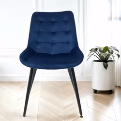 2x Velvita Blue Luxury Velvet With Black Legs Dining Chairs