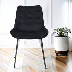 2x Velvita Black Luxury Velvet With Black Legs Dining Chairs