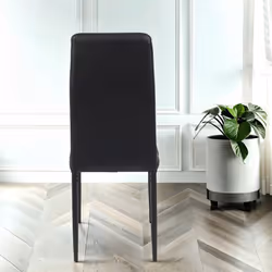 2x Verona Faux Leather Dining Chairs In Black With Black Legs