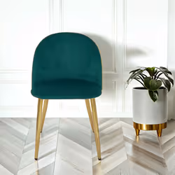 2x Velvoro Green Luxurious Velvet Dining Chairs With Gold Legs