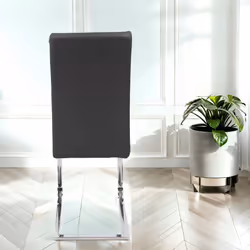 2x Cordoba Faux Leather Dining Chairs In Dark Grey With Silver Legs