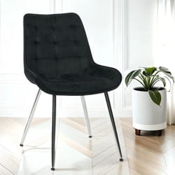 4x Velvita Black Luxury Velvet With Black Legs Dining Chairs