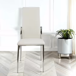 4x Nova Faux Leather Dining Chairs In White With Chrome Legs And Sides
