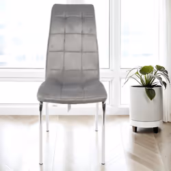 4x Eterno Velvet Luxurious Soft Dark Grey Dining Chairs With Silver Legs