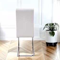 4x Cordoba Faux Leather Dining Chairs In White With Silver Legs