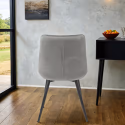 6x Velvita Grey Luxury Velvet With Black Legs Dining Chairs