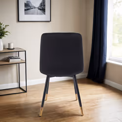6x Plushore Black Luxury Velvet Dining Chairs With Gold Tipped Black Legs