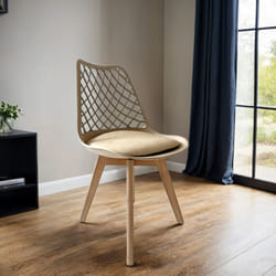 6x Alma Dining Chairs In Taupe Brown With Wooden Legs