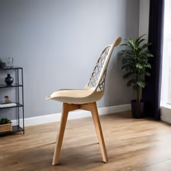6x Alma Dining Chairs In Taupe Brown With Wooden Legs