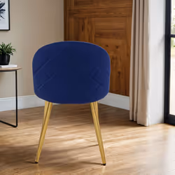 6x Velvoro Blue Luxurious Velvet Dining Chairs With Gold Legs