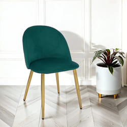 6x Velvoro Green Luxurious Velvet Dining Chairs With Gold Legs