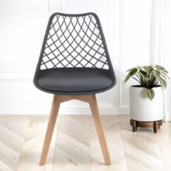 6x Alma Dining Chairs In Black With Wooden Legs