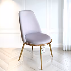 6x Riviera Grey Luxury Velvet Dining Chairs With Gold Legs