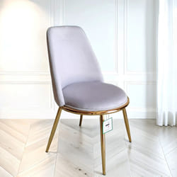 6x Riviera Grey Luxury Velvet Dining Chairs With Gold Legs