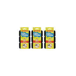 9 x Dishmatic Extra Heavy Duty Black Refill Sponges Cleaning Scourer Washing