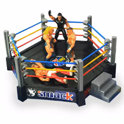 SMACK - King Power Hexagonal Ring & x6 Miniature Wrestling Figure Set