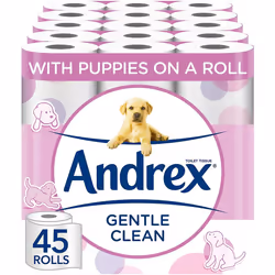 Andrex Toilet Roll - Gentle Clean Toilet Paper, 45 Toilet Rolls
