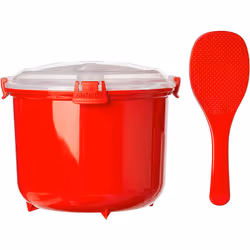 Sistema Microwave Rice Cooker 2.6L Dishwasher Safe Small Rice Cooker BPA Free Red Clear