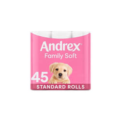 Andrex Family Soft Toilet Tissue 45 Standard Rolls,Gentle your Family