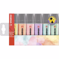 Highlighter Stabilo Boss Original Pastel Wallet 6 Assorted Colour Classic Design