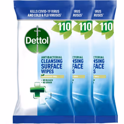 Dettol Antibacterial Biodegradable Surface Cleaning Disinfectant Wipes, Multipack (Packaging May Vary), 110 Count (Pack of 3)