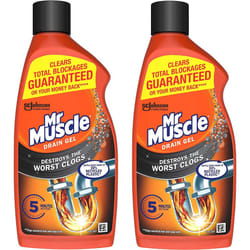 Mr Muscle Drain Unblocker, Sink & Drain Cleaner, Heavy Duty Drain Gel, 2 x 500 ml