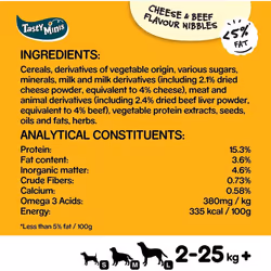Pedigree Tasty Minis - Dog treats, cheesy nibbles with cheese and beef flavour - training treats, Pack of 8 (8 x 140 g)