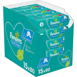 Pampers Baby Wipes Multipack, Fresh Clean, 1200 Wet Wipes (15 x 80)