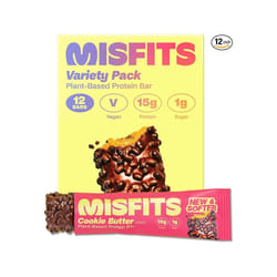 Misfits Vegan Protein Bar, High Protein, Low Sugar, Gluten Free, Plant Based Protein Bar, 12 Pack (01 Variety Pack)