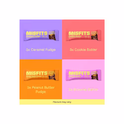 Misfits Vegan Protein Bar, High Protein, Low Sugar, Gluten Free, Plant Based Protein Bar, 12 Pack (01 Variety Pack)