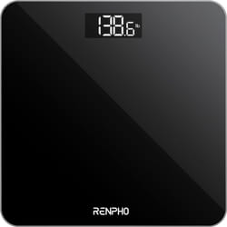 RENPHO Digital Bathroom Scales Body Weight Weighing Electronic High Precision Sensors Accurate Weight Machine People LED Display StepOn Black Core 1S