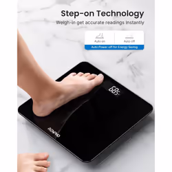 RENPHO Digital Bathroom Scales Body Weight Weighing Electronic High Precision Sensors Accurate Weight Machine People LED Display StepOn Black Core 1S