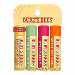 Burt's Bees Lip Balm Multipack, Lip Balm Set With Beeswax, Cucumber Mint, Watermelon, Sweet Mandarin, Freshly Picked, 4x4.25g