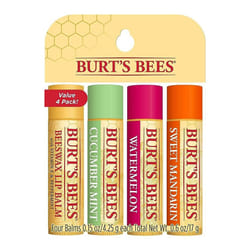 Burt's Bees Lip Balm Multipack, Lip Balm Set With Beeswax, Cucumber Mint, Watermelon, Sweet Mandarin, Freshly Picked, 4x4.25g