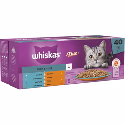 Whiskas Tasty Duo 1+ Surf and Turf in Jelly 40 x 85 g Pouches, Adult Cat Food