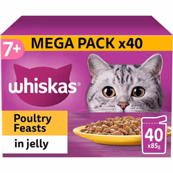 Whiskas 7+ Senior Cat Food Poultry Selection in Jelly, 40 x 85 g
