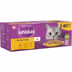 Whiskas 7+ Senior Cat Food Poultry Selection in Jelly, 40 x 85 g