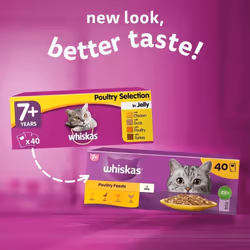 Whiskas 7+ Senior Cat Food Poultry Selection in Jelly, 40 x 85 g