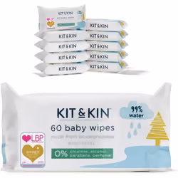 Kit & Kin Biodegradable Baby Wet Wipes Plastic-Free & 99% Water 0% Chlorine Every Pack Helps Protect Rainforests 10 x 60 Pa ...