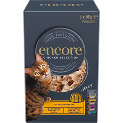 Encore 100% Natural Wet Cat Food, Multipack Chicken in Jelly, 5 x 50 g Pouches