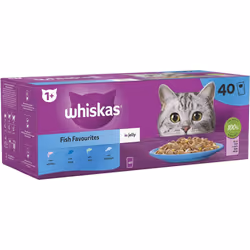 Whiskas 1+ Fish Selection in Jelly 40 x 85 g Pouches, Adult Cat Food