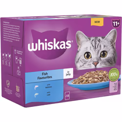 Whiskas 11+ Fish Selection in Jelly 48x85g Pouches, Senior Cat Food (12x85g)