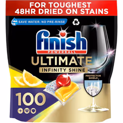 Finish Ultimate Infinity Shine Dishwasher Tablets Bulk, Scent : Lemon, Size 100 Dishwasher tabs, For Ultimate Clean and Diamo ...